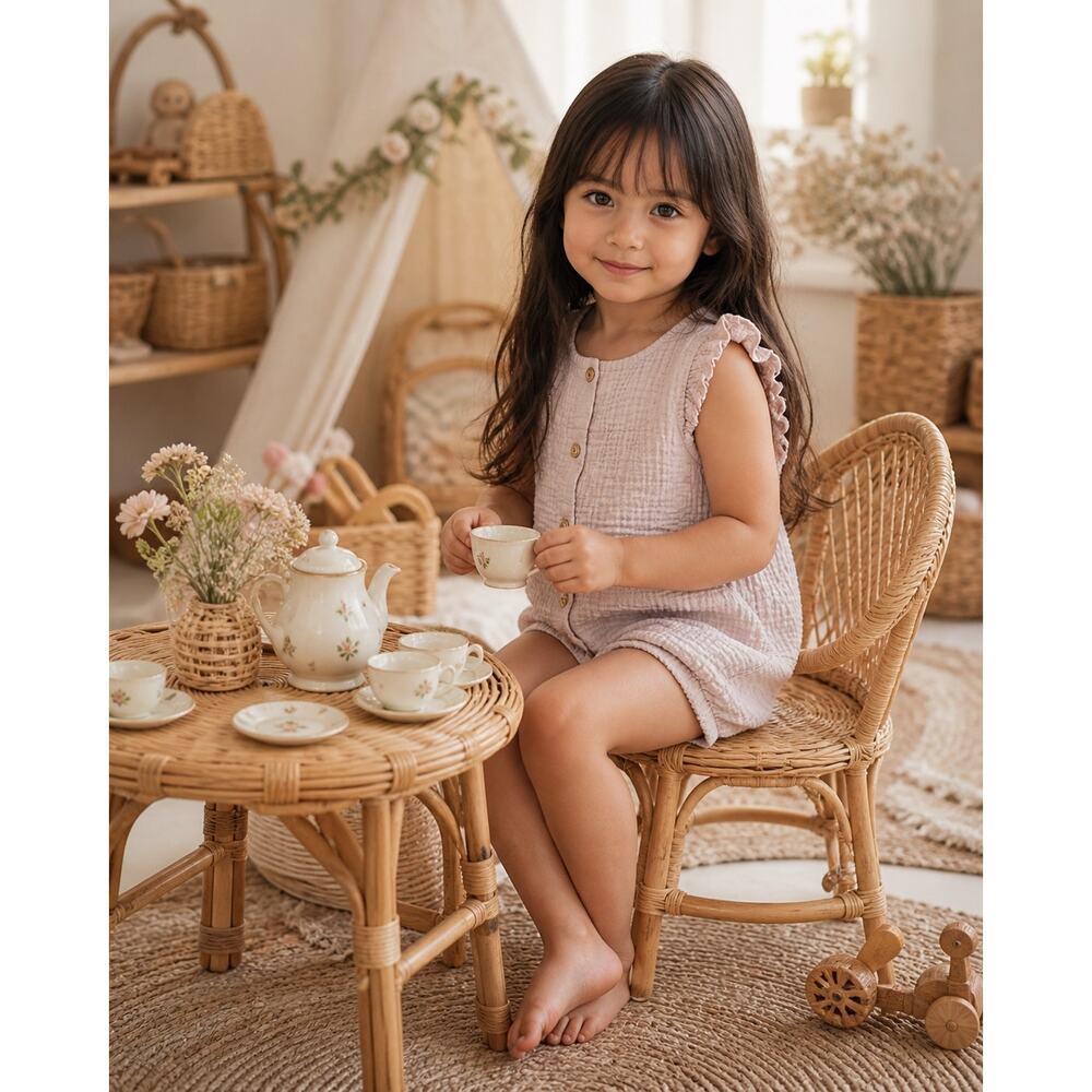 Simple Days Blush Minimalist Gauzy Muslin Romper Playsuit 4T